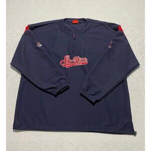 SPN Slo Pitch National Championship Pullover Jersey Navy Red Mens XL 1/4 Zip‎